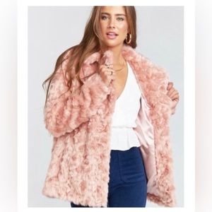 Show Me Your Mumu Park Ave Faux Fur Barbie Pink Coat Prom Wedding